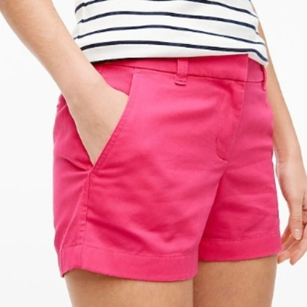 J Crew Women's 3.5 Classic Chino Short Fuchsia Pink 100% Coton Size 16